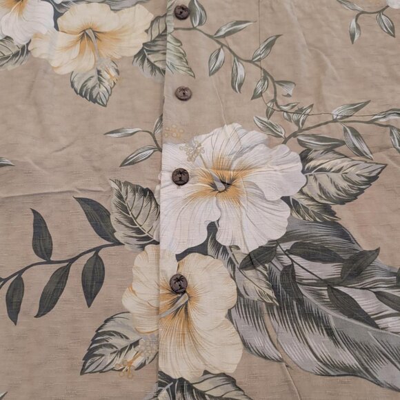 Jamaica Jaxx 100% Silk Sz XL Men's Tan AOP Floral Button Up Casual Hawaiian - Picture 5 of 10